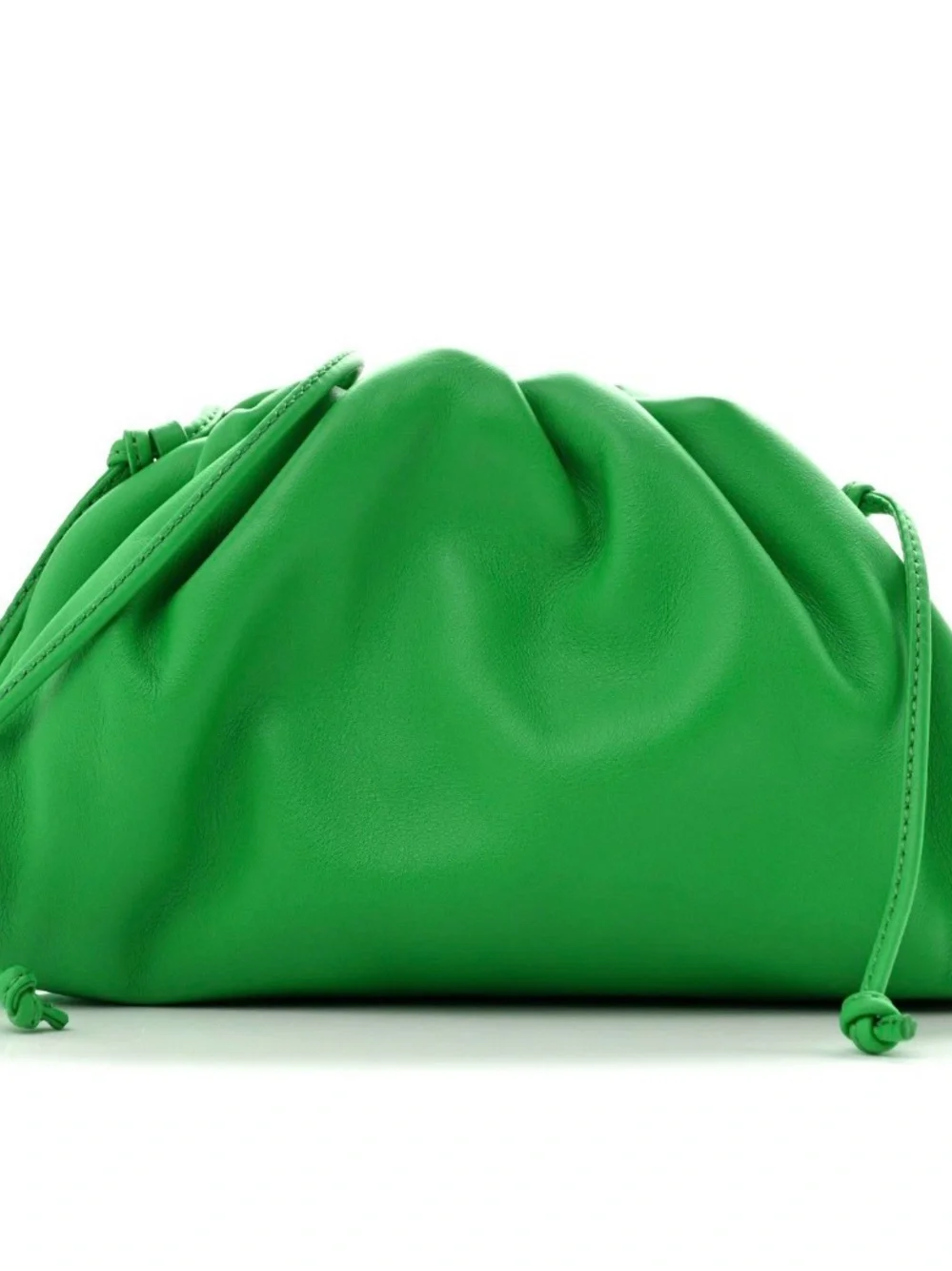 Bottega Veneta Bright Green Leather Drawstring Pouch